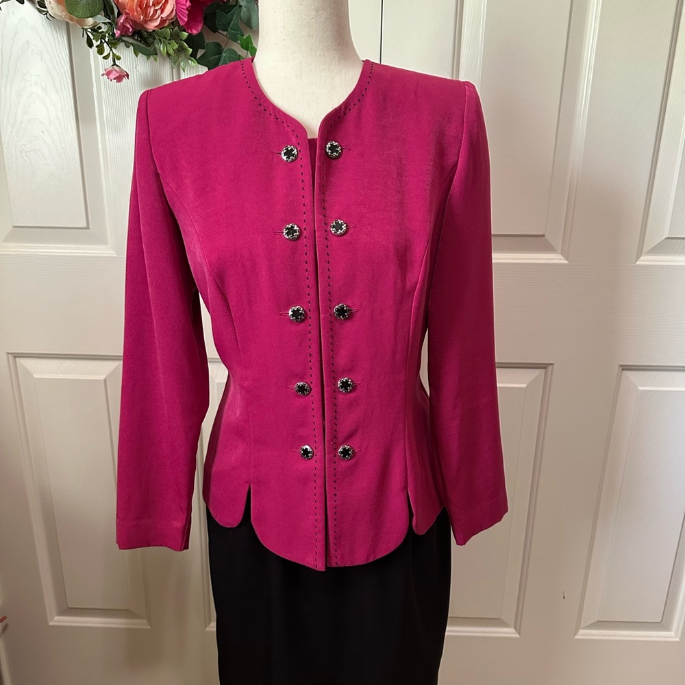 LESLIE FAY | Peplum top and pencil skirt 2 piece outfit | Color: Pink | size: 8P
